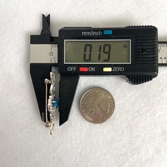 Sterling Silver 925 CJ Marquise Swiss Blue Topaz Cubic Zirconia Heart Bar Brooch - Picture 15 of 16